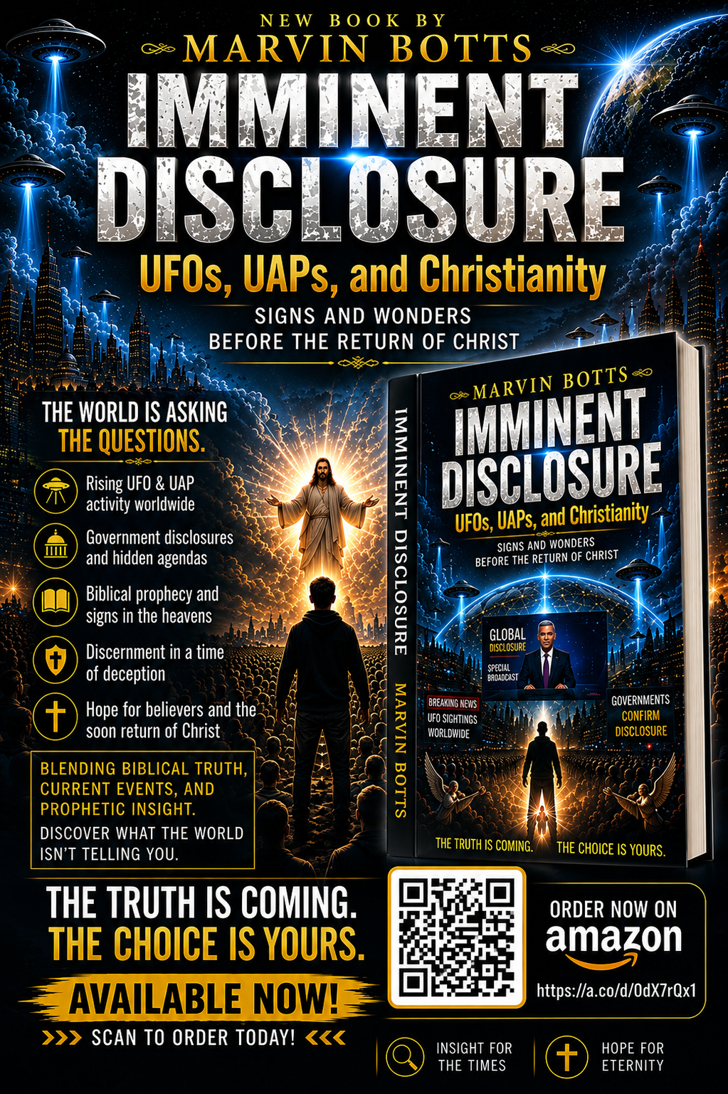 Imminent Disclosure by Marvin Botts - prophetic supernatural thriller about UFOs, UAPs, Christianity, biblical prophecy, signs and wonders